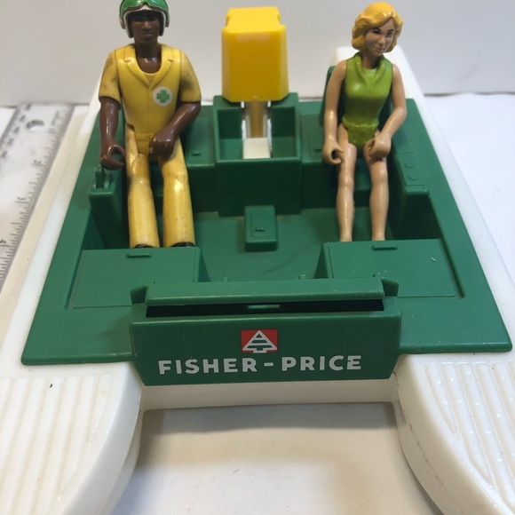 Vintage 1970sFisher Price Adventure People Wilderness Patrol PONTOON BOAT  2 Fig - Picture 3 of 9